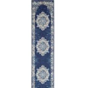 NOURISON NWT Grafix gfr14 navy blue area rug 2'3" x 10' Runner Persian style